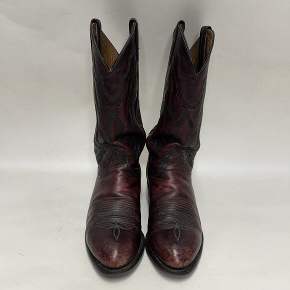 Lucchese 2000 Leather Roper Cowboy Boots “Black Cherry” main image 5